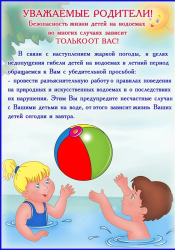 Памятка о безопасности жизни детей на водоёмах