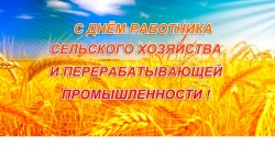 С ДНЁМ РАБОТНИКА СЕЛЬСКОГО ХОЗЯЙСТВА И ПЕРЕРАБАТЫВАЮЩЕЙ ПРОМЫШЛЕННОСТИ!